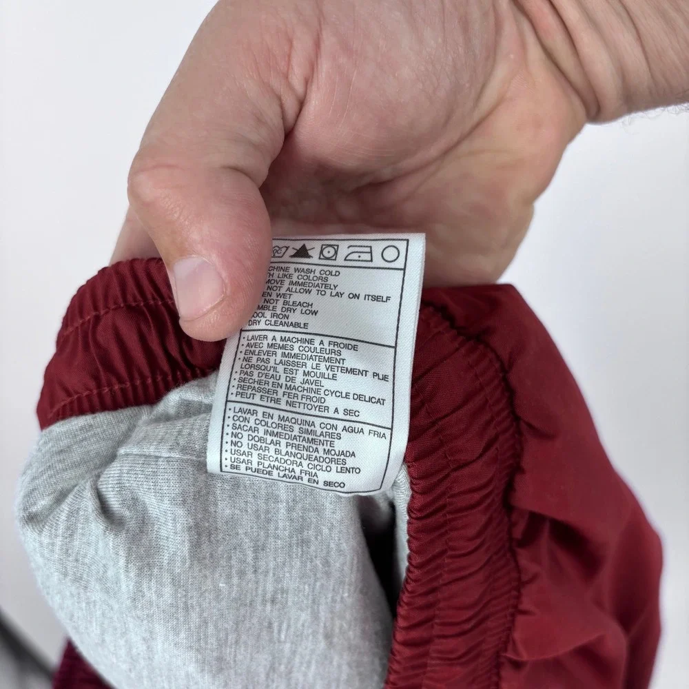 Vtg Nike Gray Tag Track Pants Men L Maroon Gray Stripe Lined Windbreaker Joggers